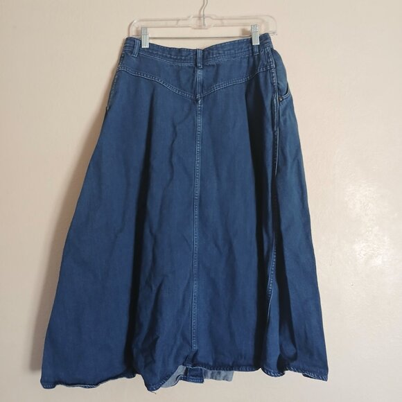 Vintage Jones New York Denim Button Down Prairie Skirt Women's Size 14 - Picture 5 of 7